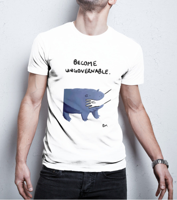 Become Ungovernable Hippo Resisting Pull With BM Signature T-Shirt
