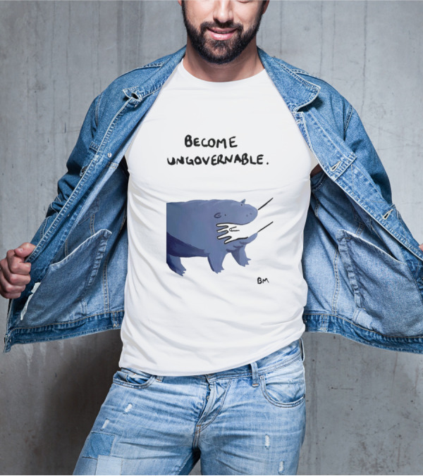 Become Ungovernable Hippo Resisting Pull With BM Signature T-Shirt