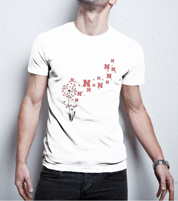 Nebraska Cornhuskers N Logo Dandelion Floral Motif T-Shirt