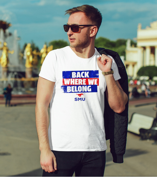 SMU Back Where We Belong Red Mustang T-Shirt