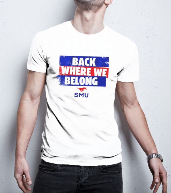 SMU Back Where We Belong Red Mustang T-Shirt