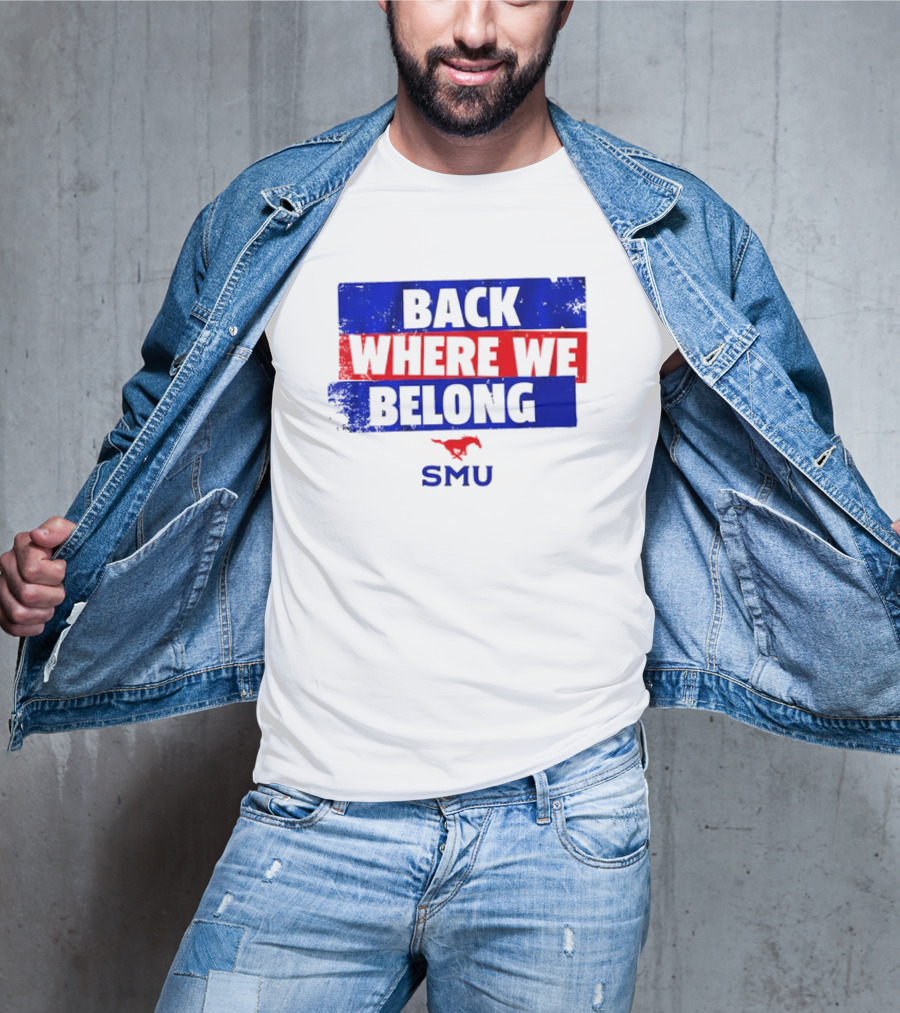 SMU Back Where We Belong Red Mustang T-Shirt