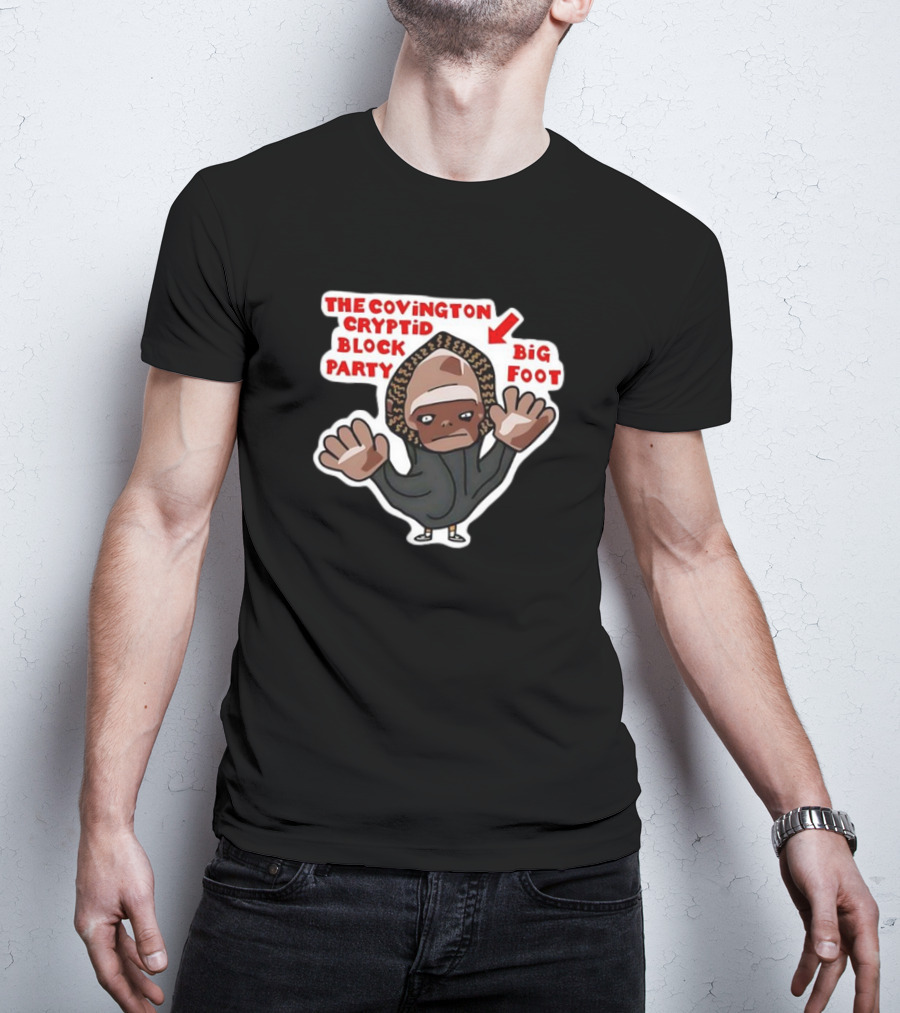 The Covington Cryptid Block Party Bigfoot Character T-Shirt