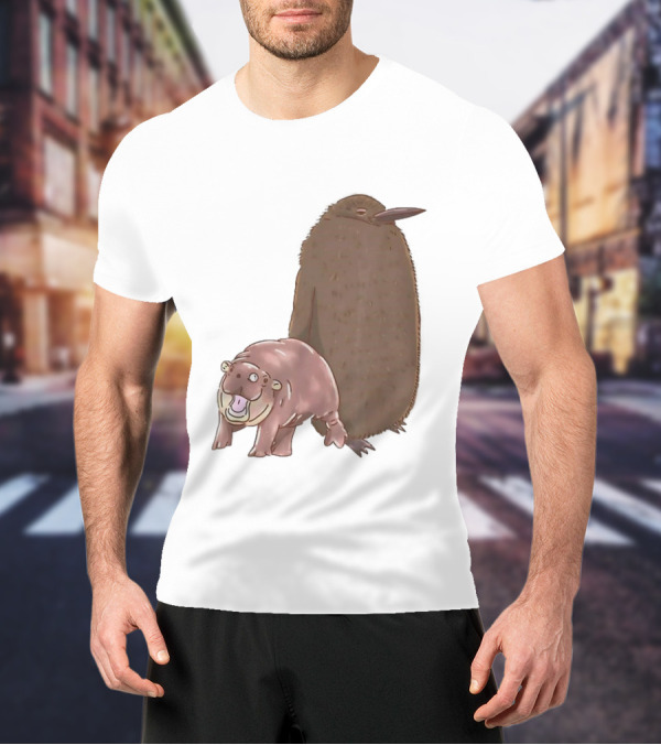 Best Friends Moo Deng Hippo And Pesto Penguin Playful Companions T-Shirt