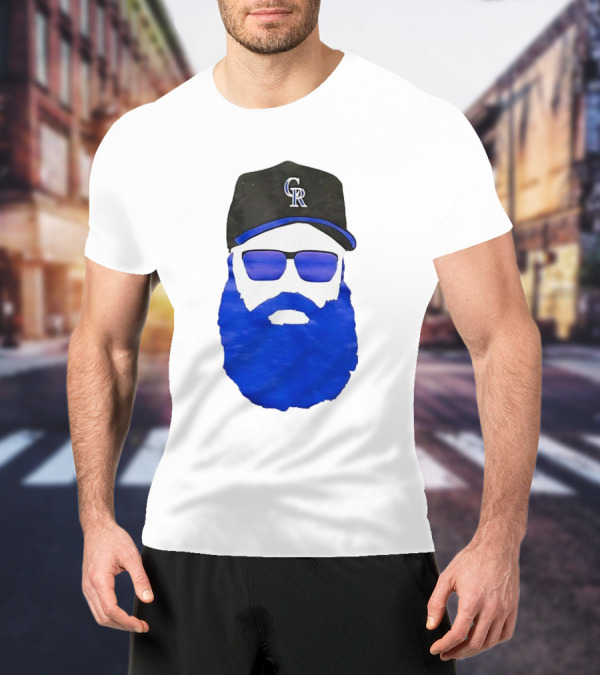 Charlie Blackmon Face Beard Sunglasses Colorado Rockies Baseball T-Shirt