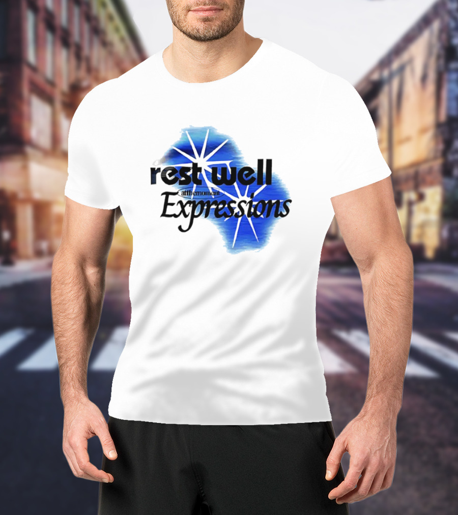Rest Well Expressions At The Moment Retro Starburst Blue T-Shirt