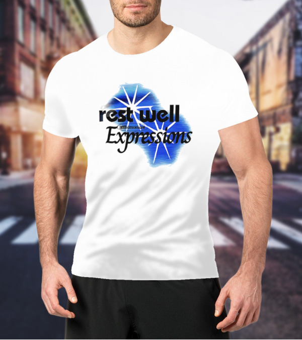 Rest Well Expressions At The Moment Retro Starburst Blue T-Shirt