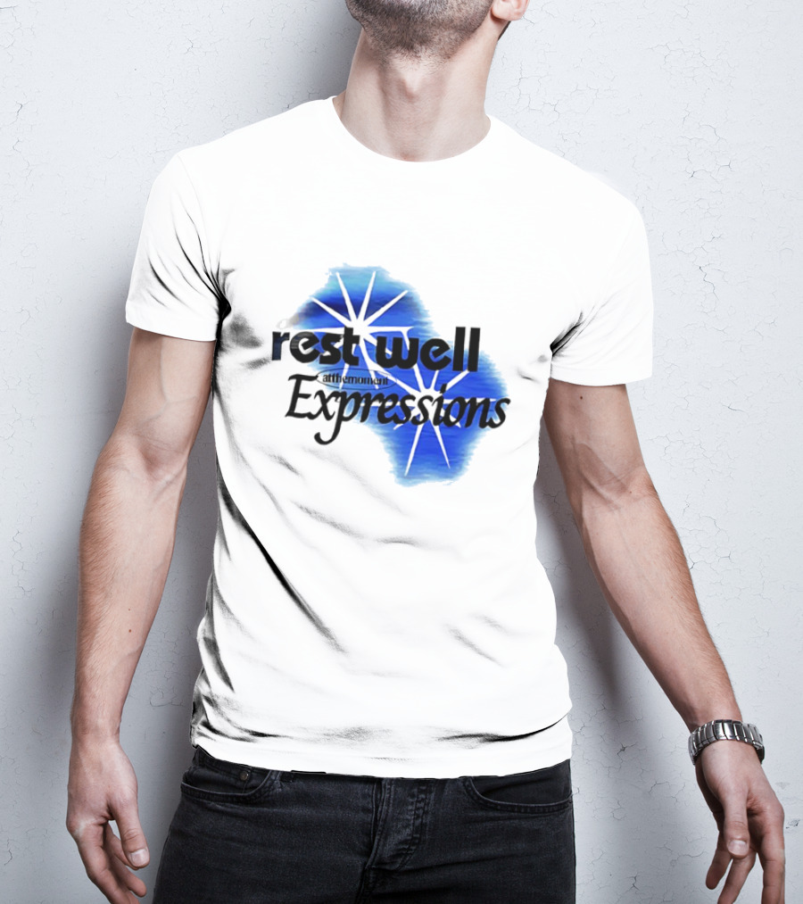 Rest Well Expressions At The Moment Retro Starburst Blue T-Shirt