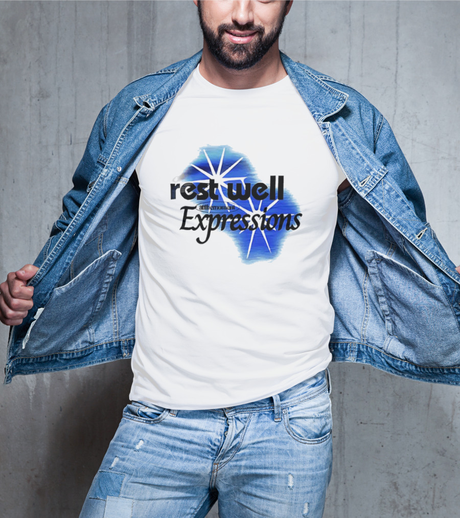 Rest Well Expressions At The Moment Retro Starburst Blue T-Shirt