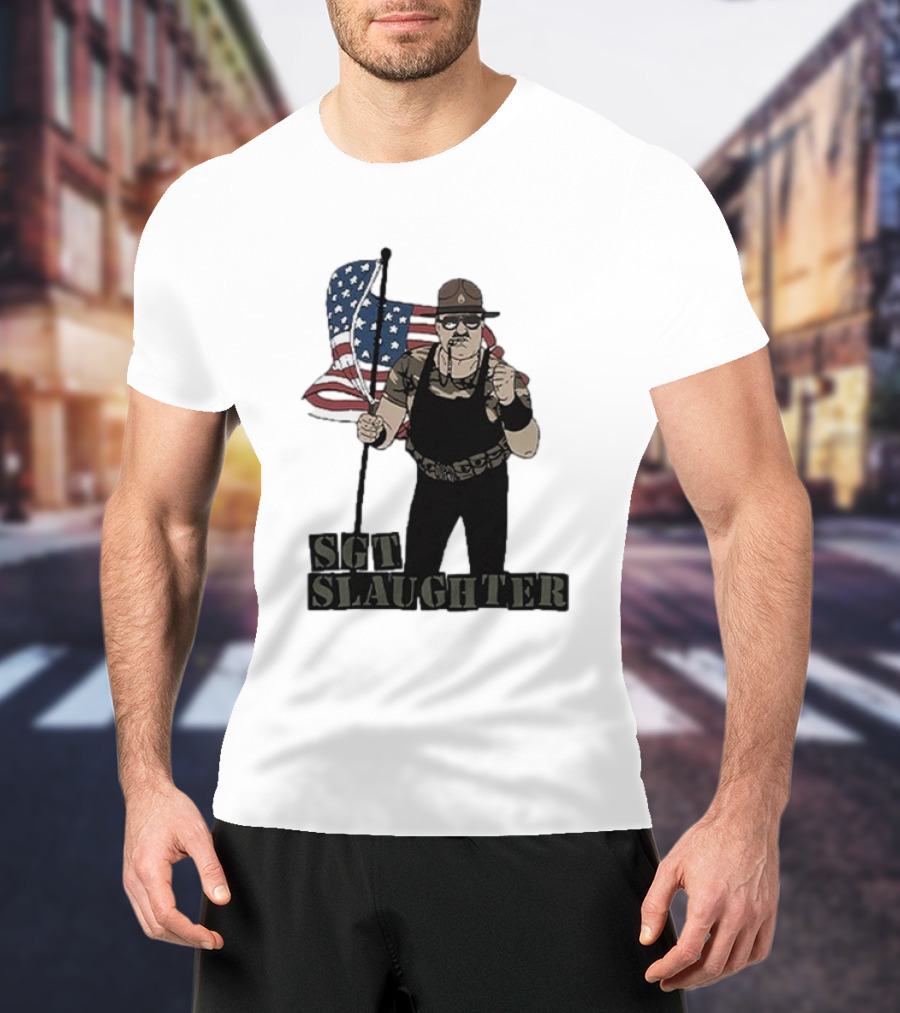 Sgt Slaughter American Flag Comic Style Patriotic T-Shirt