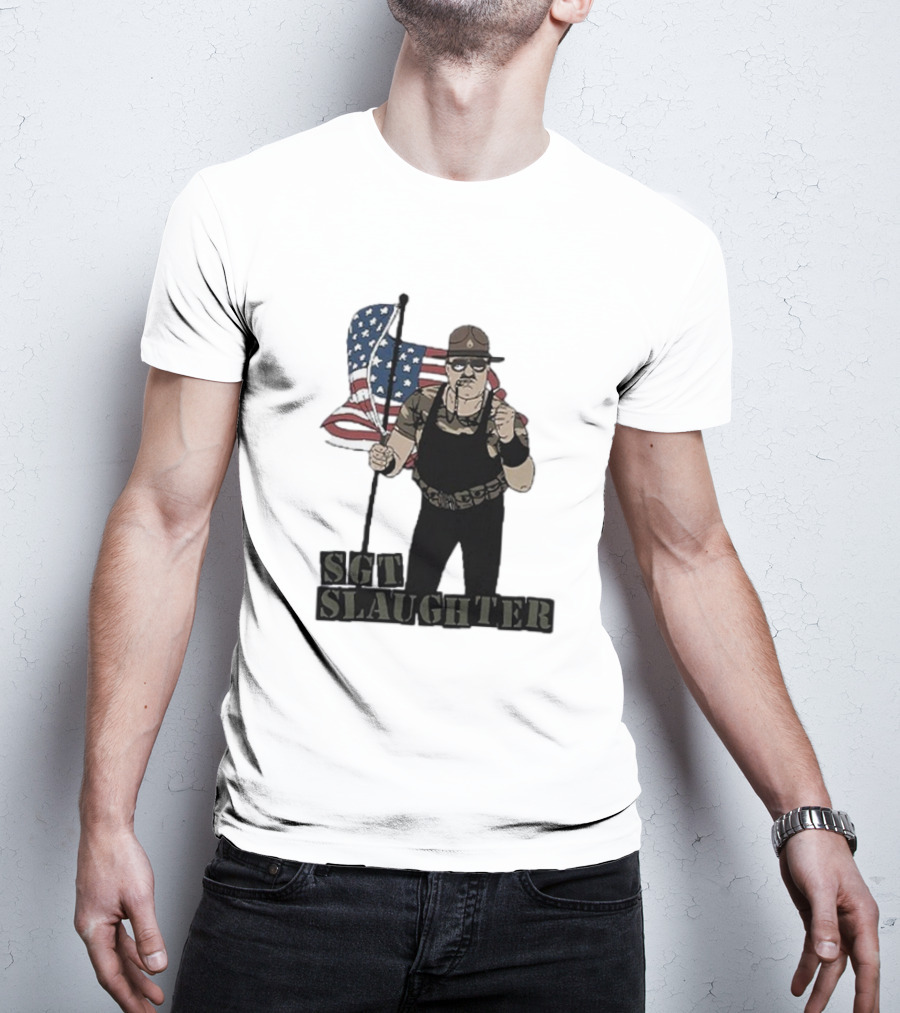 Sgt Slaughter American Flag Comic Style Patriotic T-Shirt