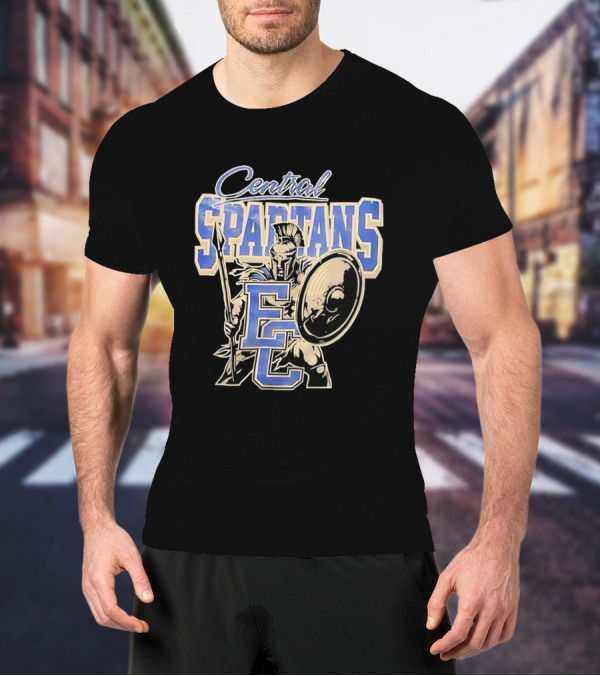 Central Spartans EC Football Spartan Warrior Shield Spear T-Shirt