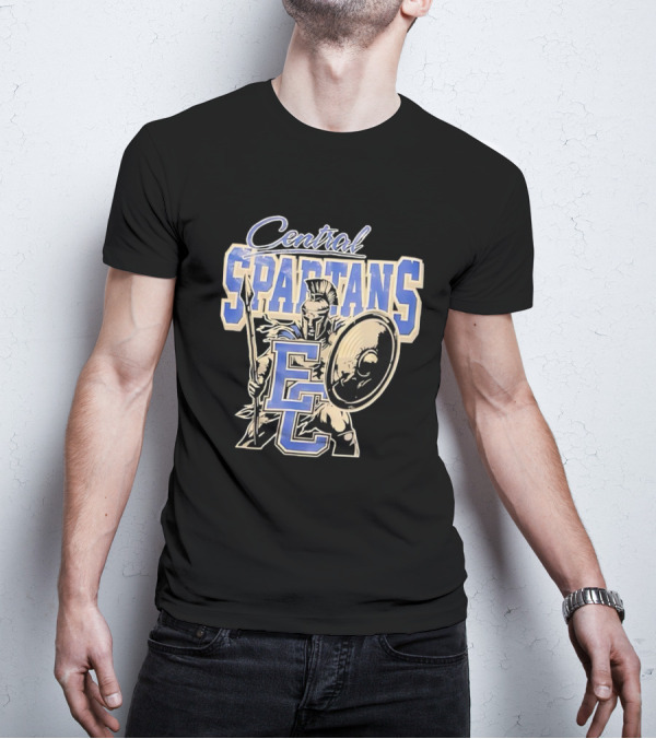 Central Spartans EC Football Spartan Warrior Shield Spear T-Shirt