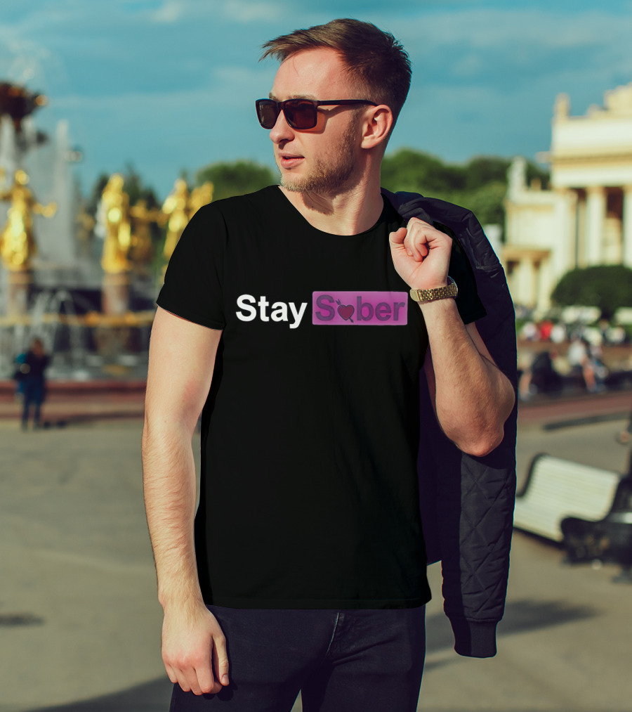 Stay Sober Valentine’s Heart Logo Funny T-Shirt