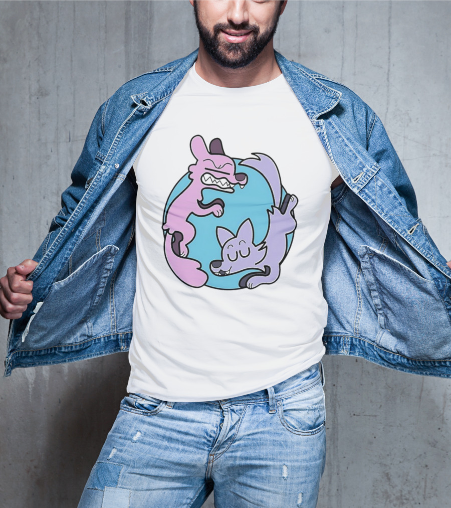 Ac Stuart Two Wolves Yin Yang Pastel T-Shirt