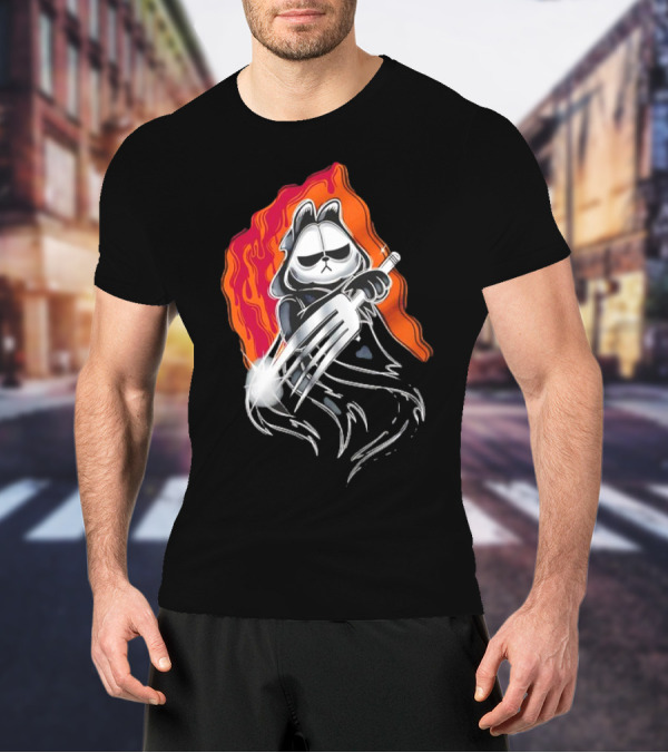 Ghostface Garfield The Lasagna Slasher Fiery Fork Phantom T-Shirt