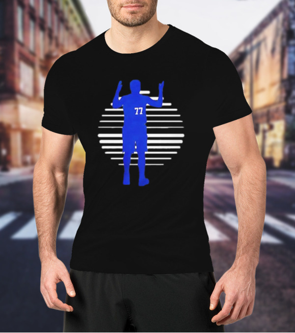Luka Doncic 77 Retro Basketball Silhouette Lines T-Shirt