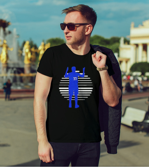 Luka Doncic 77 Retro Basketball Silhouette Lines T-Shirt