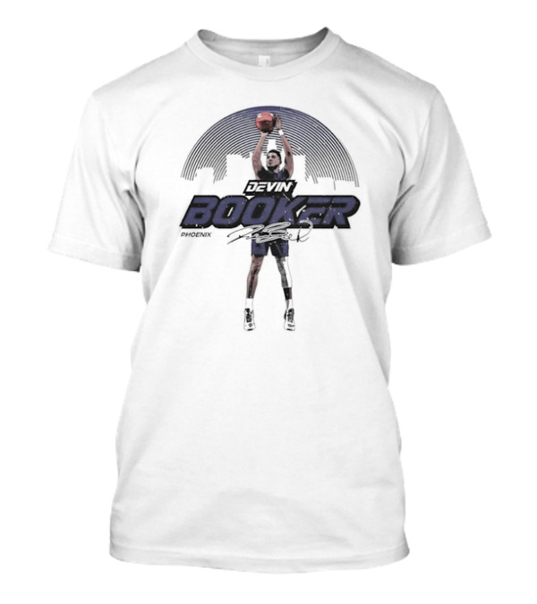 Devin Booker Phoenix Skyline Basketball Signature T-Shirt