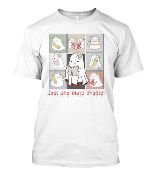 Retro Groovy Cute Ghost Just One More Chapter Reading Ghosts T-Shirt