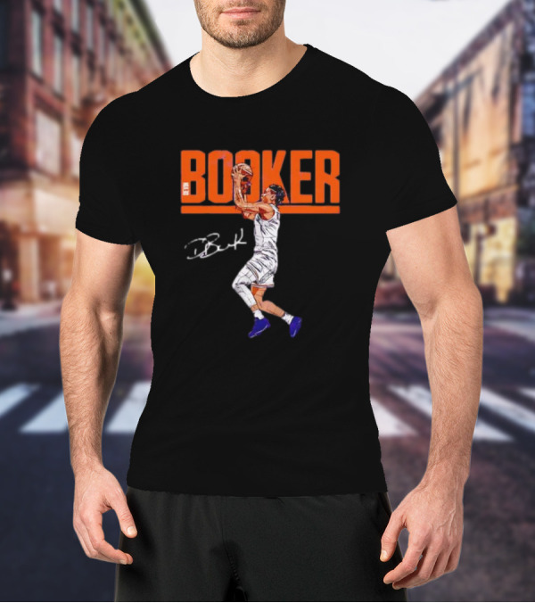 Booker Basketball Action With Signature T-Shirt