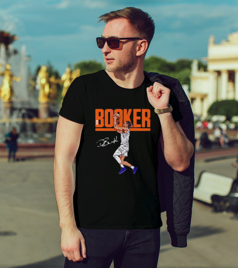 Booker Basketball Action With Signature T-Shirt