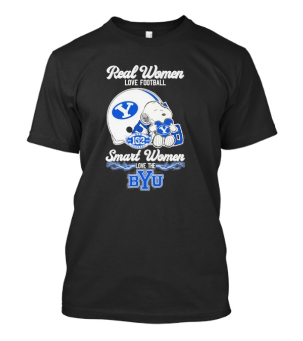 Real Women Love Football Smart Women Love The BYU Cougars Snoopy Helmet Fan 162 T-Shirt