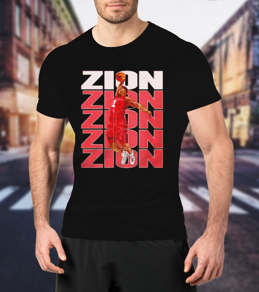 Zion Williamson Basketball Dunk Red Repeat T-Shirt