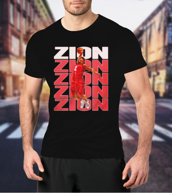 Zion Williamson Basketball Dunk Red Repeat T-Shirt
