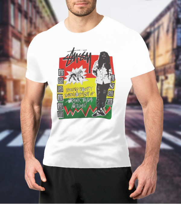Stussy Bob Marley Feeling Pretty Darn Irie Get Up Skank To Da Riddim T-Shirt