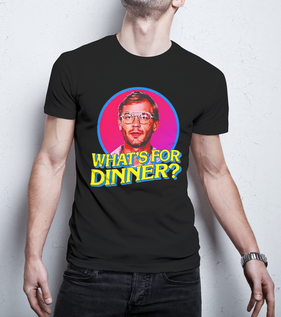 Jeffrey Dahmer What's For Dinner Retro Style Vintage Glasses Circle T-Shirt