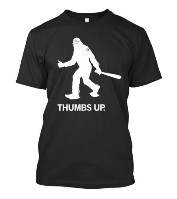 Thumbs Up Sasquatch KC Royals Baseball Bat номер 9 T-Shirt