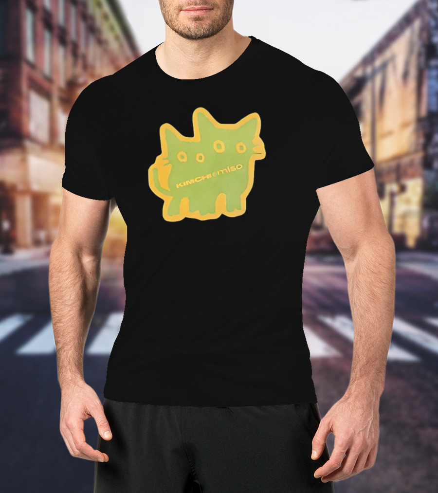 Kimchi And Miso Collection Twins Chenille Neon Cat Patch T-Shirt