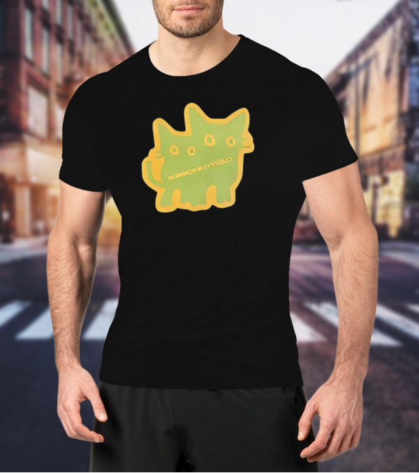 Kimchi And Miso Collection Twins Chenille Neon Cat Patch T-Shirt