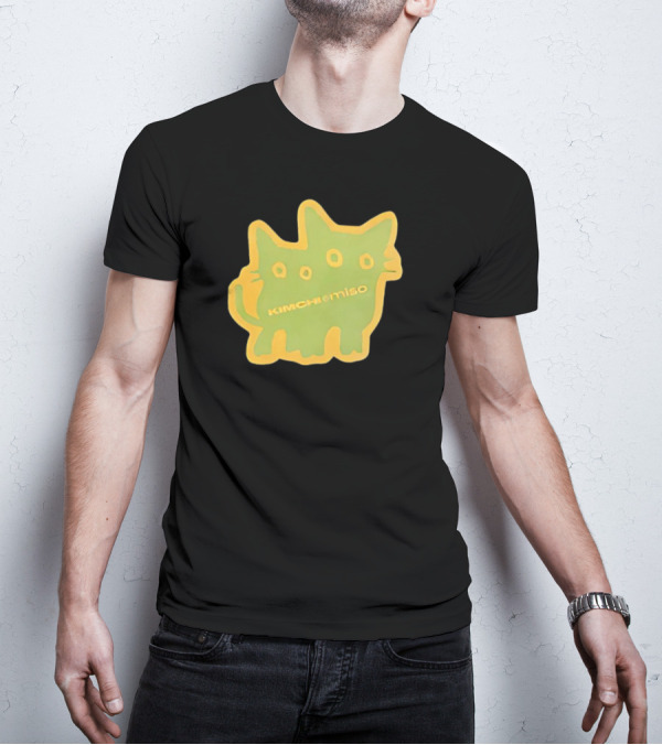 Kimchi And Miso Collection Twins Chenille Neon Cat Patch T-Shirt