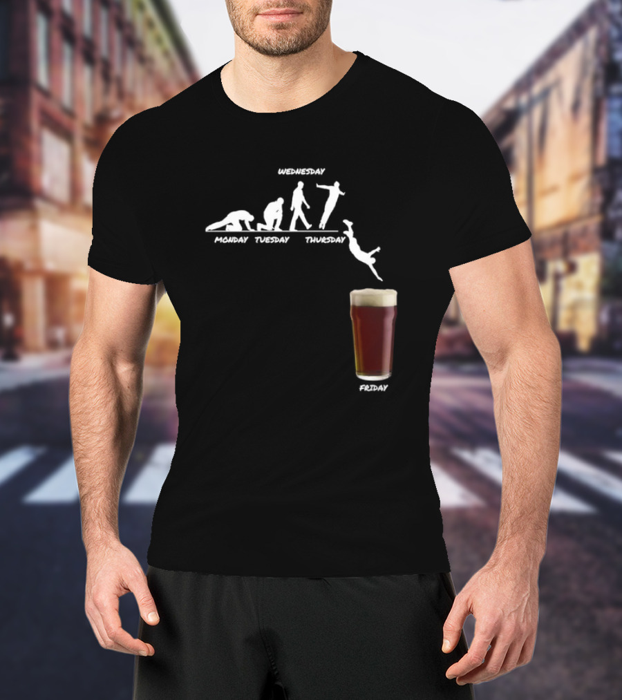 Monday Tuesday Wednesday Thursday Friday Evolution Meme T-Shirt