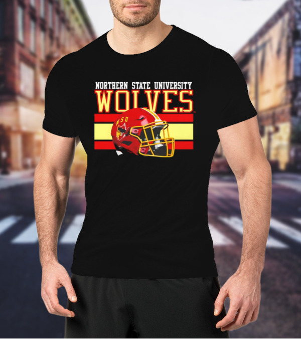 Northern State University Wolves NSU Football Helmet T-Shirt