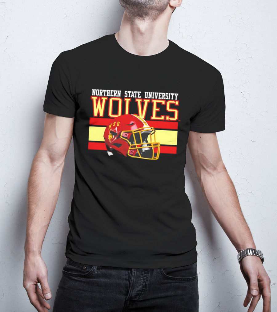 Northern State University Wolves NSU Football Helmet T-Shirt