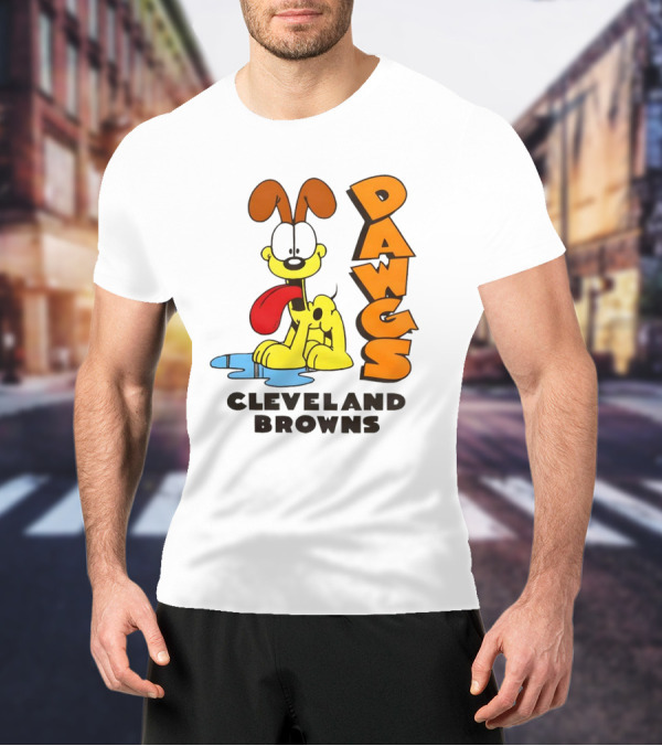 Dawgs Cleveland Browns Odie Garfield Cartoon T-Shirt