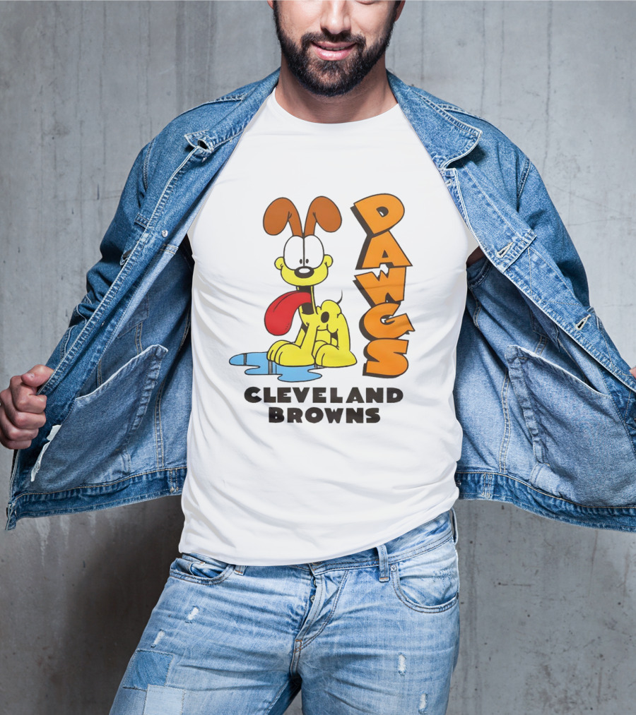 Dawgs Cleveland Browns Odie Garfield Cartoon T-Shirt
