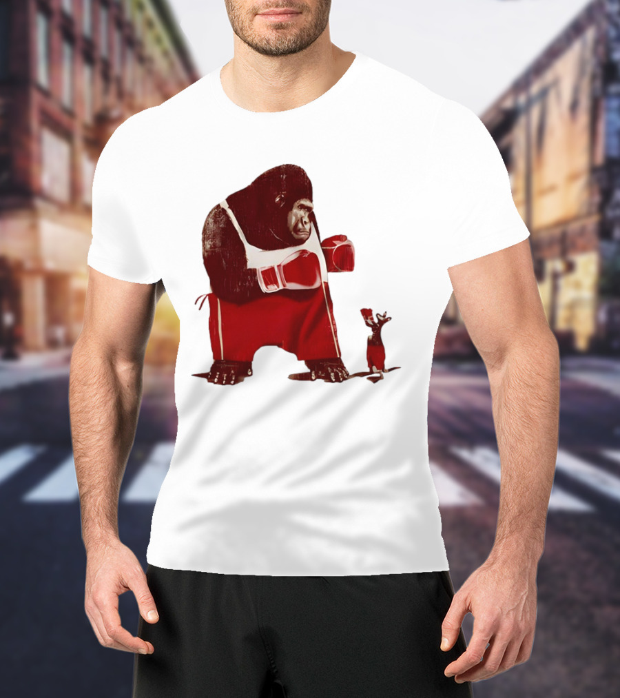 Gorilla Boxing Kangaroo Showdown In Red Boxing Gear T-Shirt