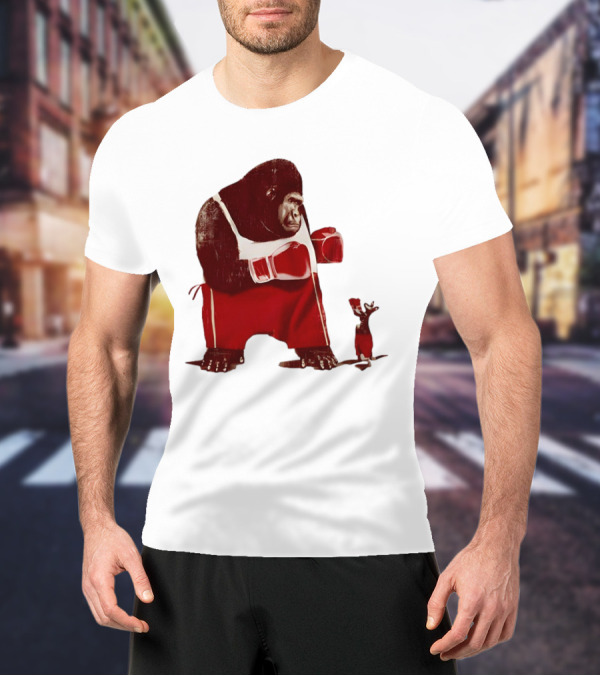 Gorilla Boxing Kangaroo Showdown In Red Boxing Gear T-Shirt