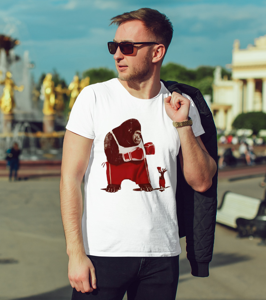 Gorilla Boxing Kangaroo Showdown In Red Boxing Gear T-Shirt