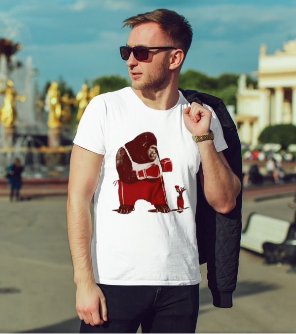 Gorilla Boxing Kangaroo Showdown In Red Boxing Gear T-Shirt