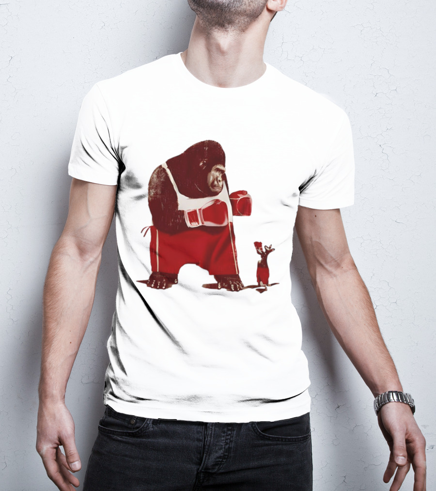 Gorilla Boxing Kangaroo Showdown In Red Boxing Gear T-Shirt