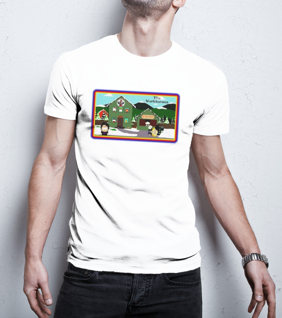 The Workhorses South Park Cartoon Snowy Neighborhood Scene T-Shirt