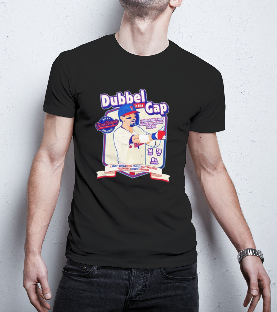 Dubbel In The Gap Nicky Two Bags Baseball Beer Label T-Shirt
