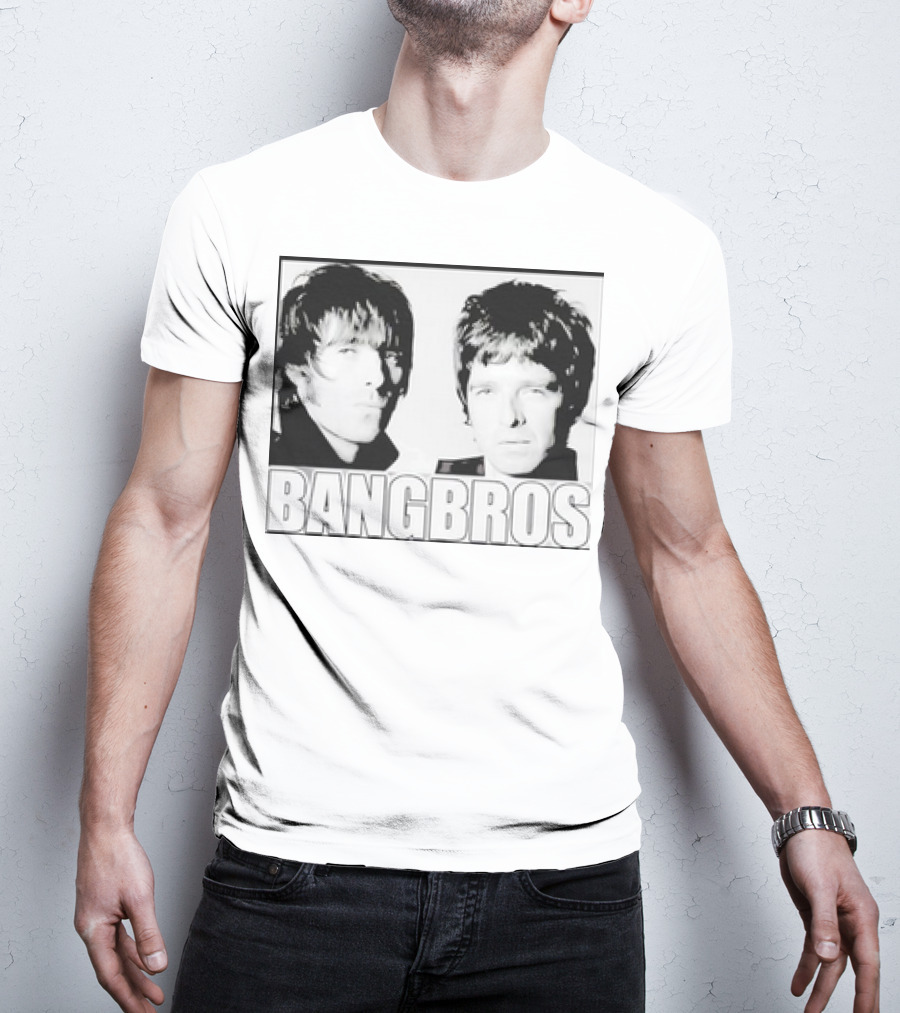 Bangbros Retro Picture Oasis Band Members Black And White Photo T-Shirt