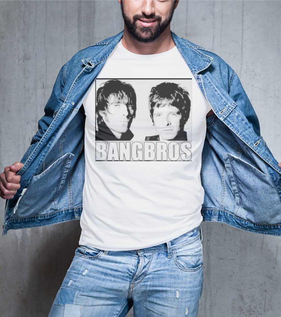 Bangbros Retro Picture Oasis Band Members Black And White Photo T-Shirt