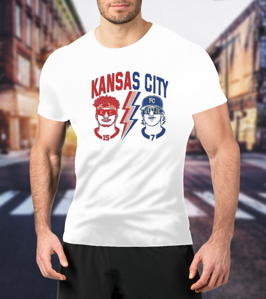 Kansas City Chiefs Patrick Mahomes 15 And Royals Bobby Witt Jr 7 T-Shirt